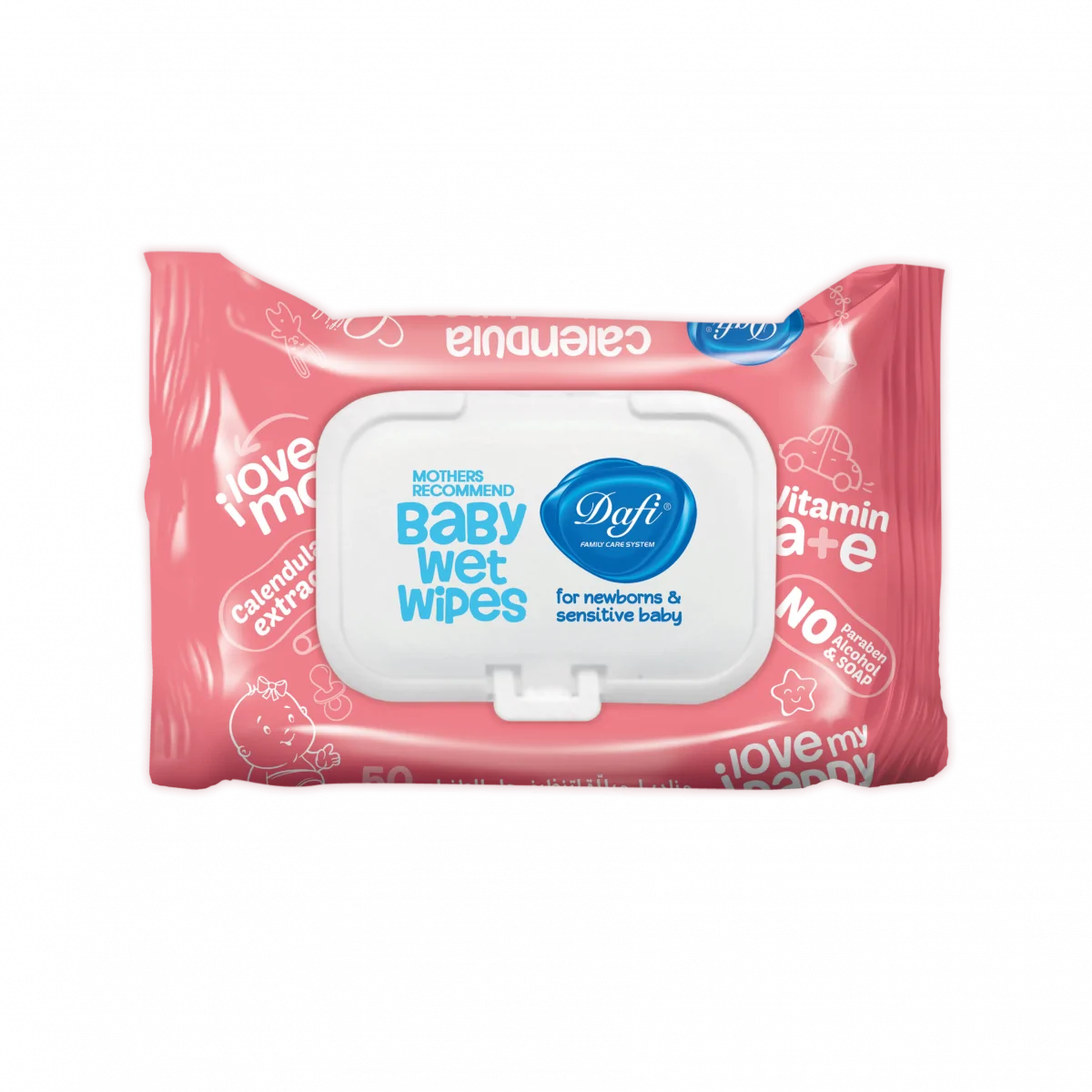 دستمال مرطوب صورتی کودک برند دافی